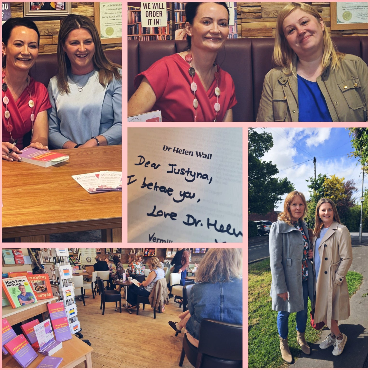 Dr Helen Wall book signing event collage