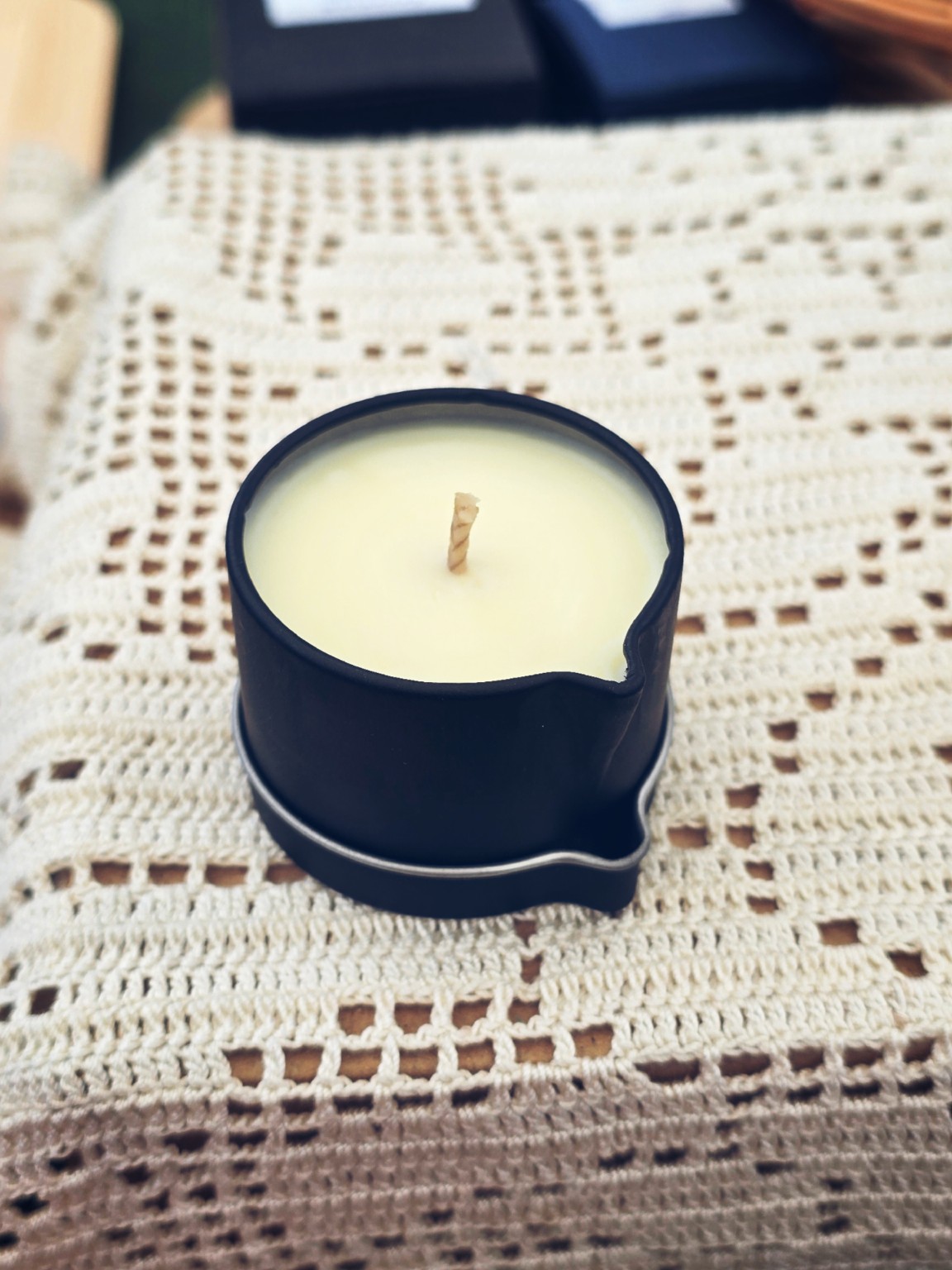 Black massage candle