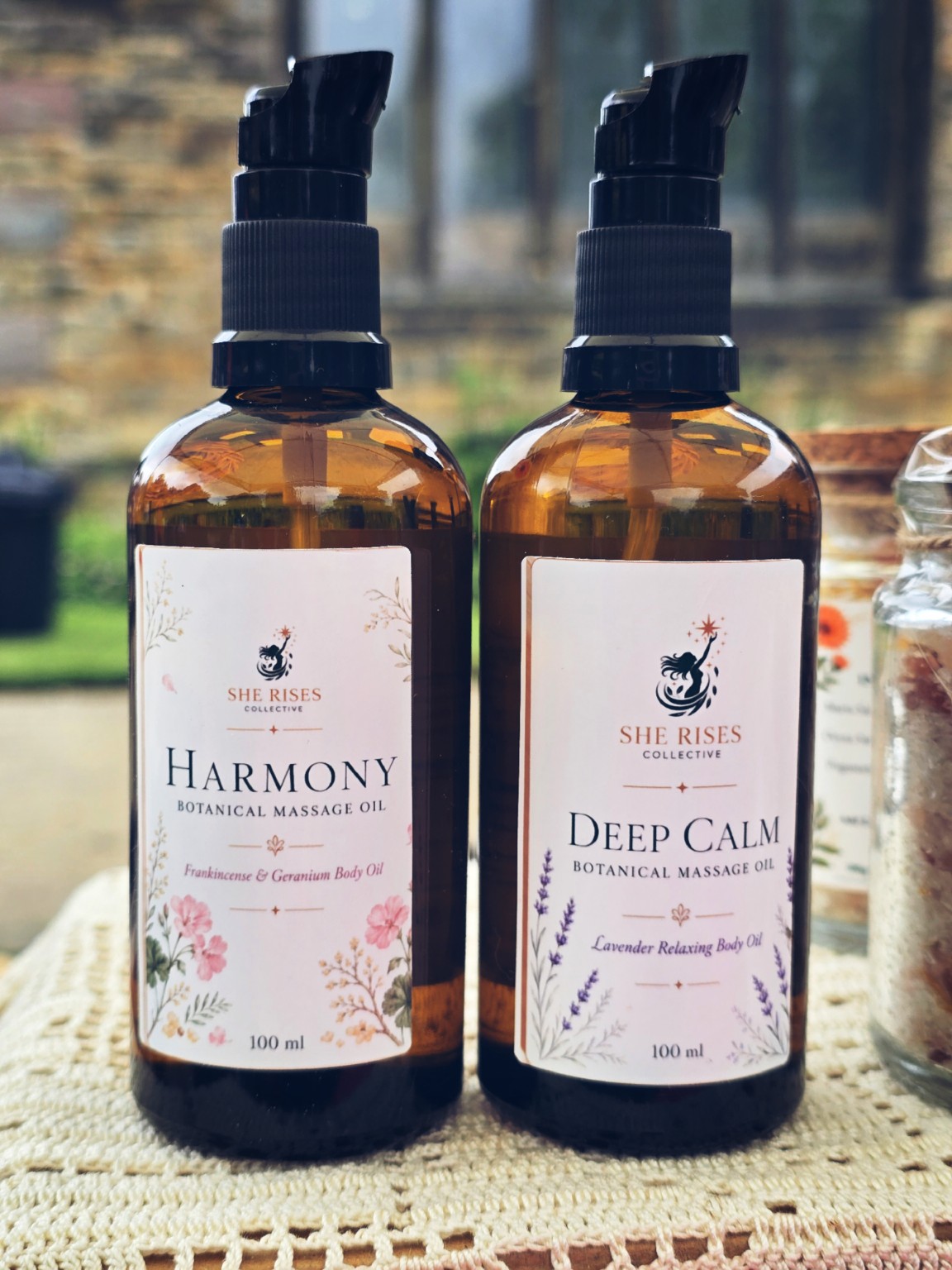 Harmony and Deep Calm botanical massage oils